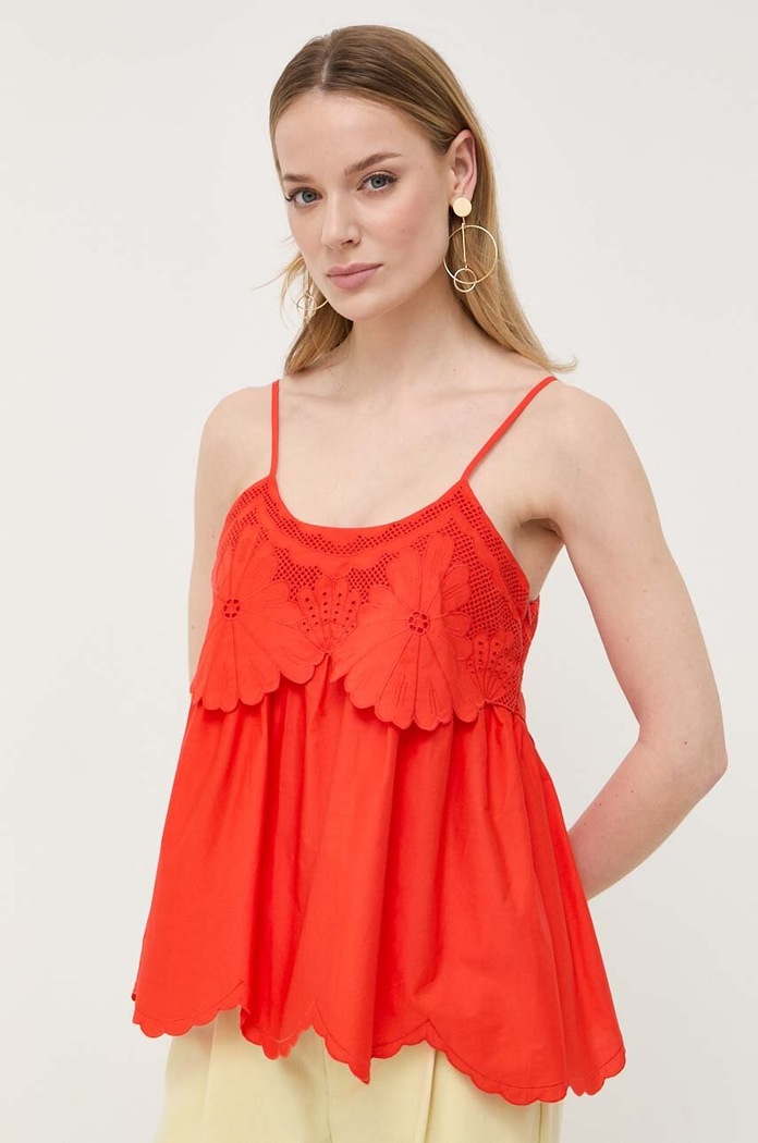 Bavlněná halenka Twinset oranžová 231TT2304