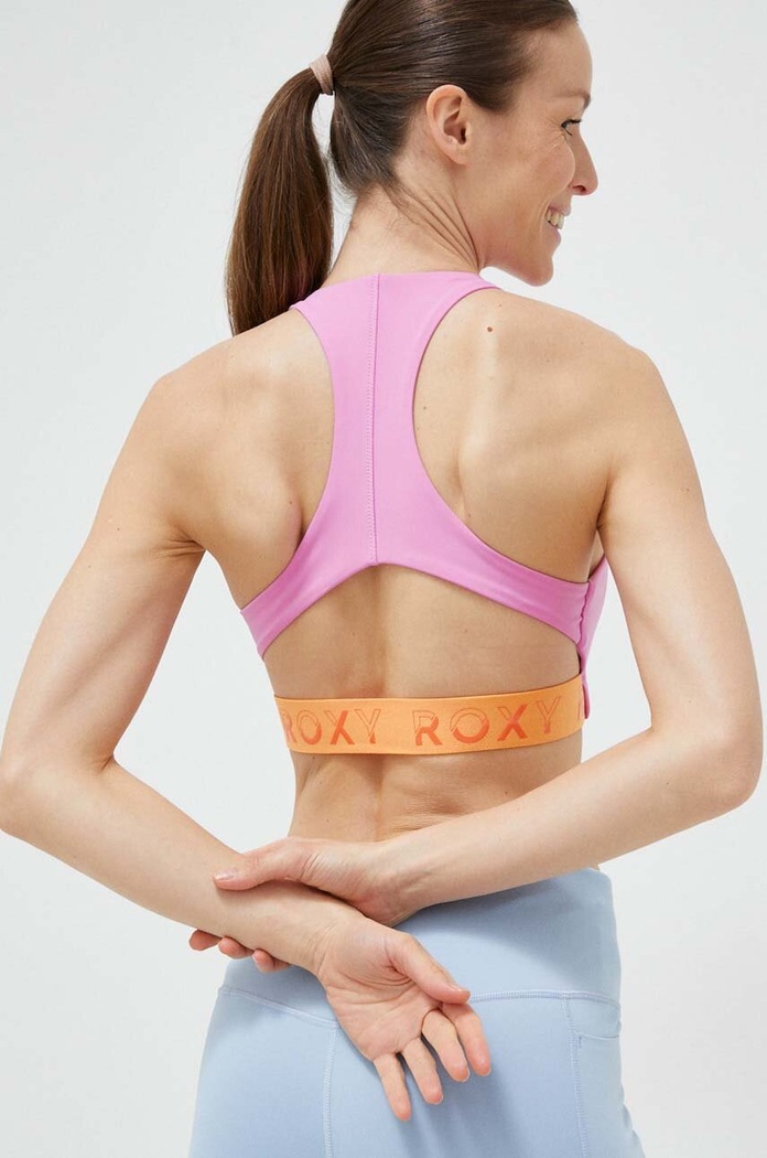 Roxy biustonosz sportowy Bold Moves x Mizuno bez fiszbinów różowy ERJKT03985