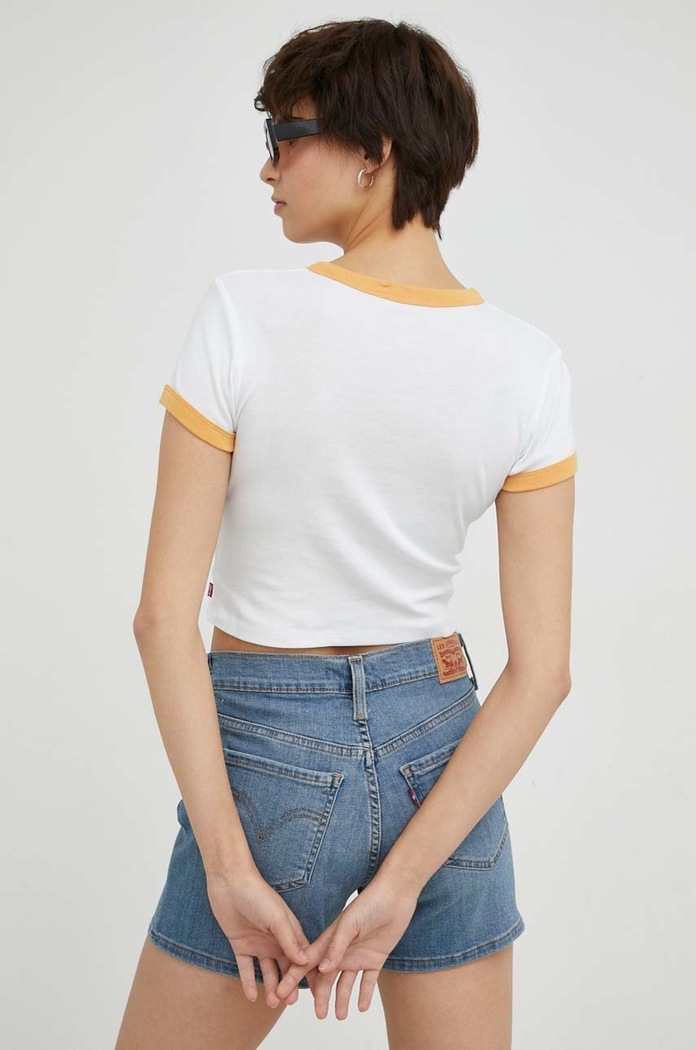 Ρούχα Βαμβακερό μπλουζάκι Levi's A3523.0014 λευκό