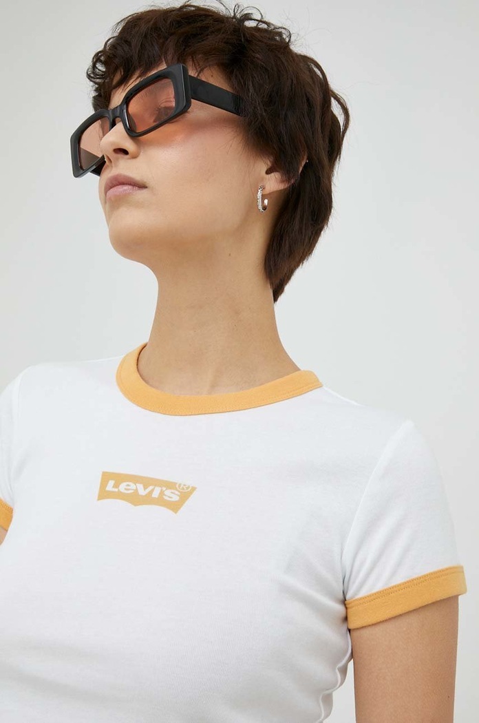 Βαμβακερό μπλουζάκι Levi's λευκό A3523.0014