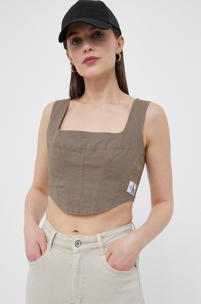 Top Calvin Klein Jeans hnědá J20J220714.PPYX