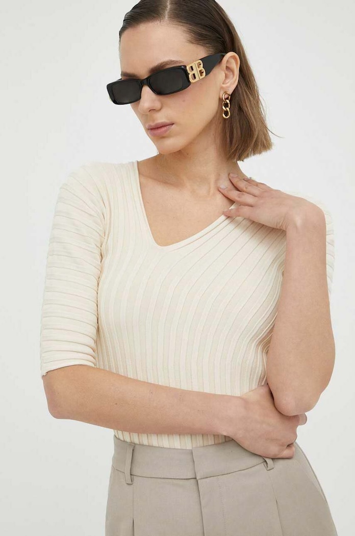 Tričko By Malene Birger slim béžová Q71539005