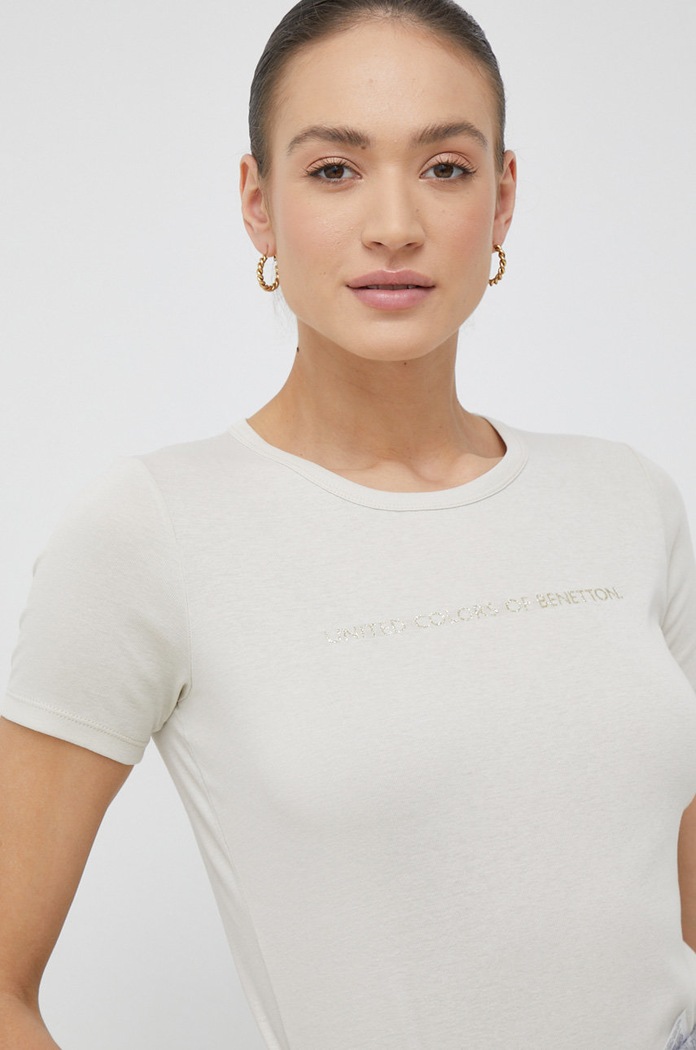 United Colors of Benetton t-shirt in cotone slim beige 3GA2E16A2.152..