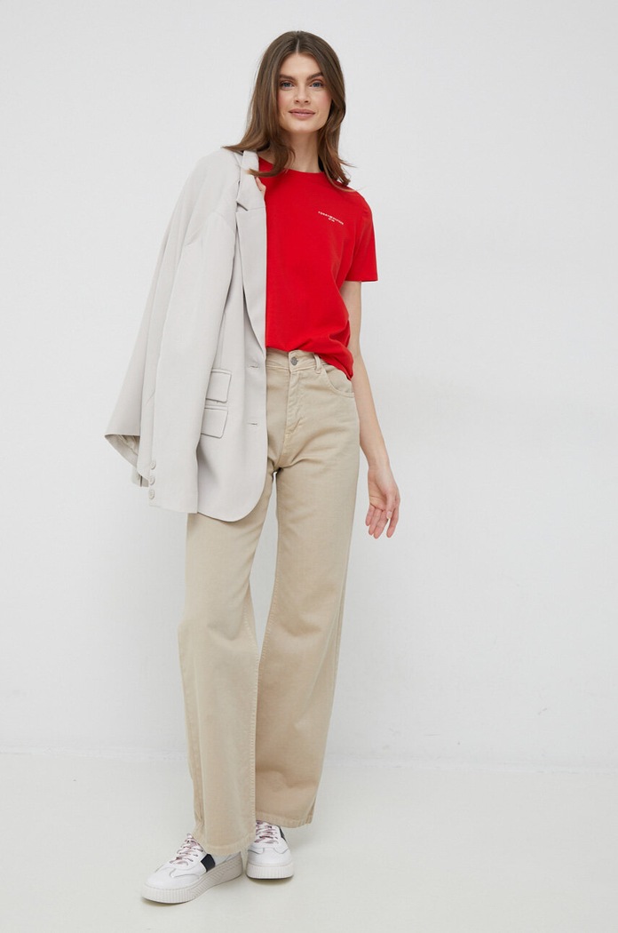Tričko Tommy Hilfiger WW0WW37877.PPYX červená SS24