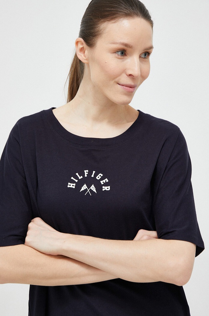 Tommy Hilfiger t-shirt bawełniany nadruk granatowy S10S101678.PPYX