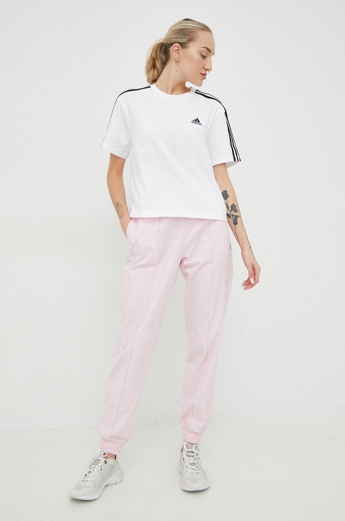 Bavlněné tričko adidas HR4915 bílá SS23