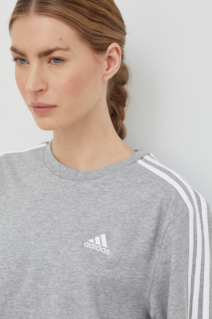 Bavlněné tričko adidas šedá HR4916