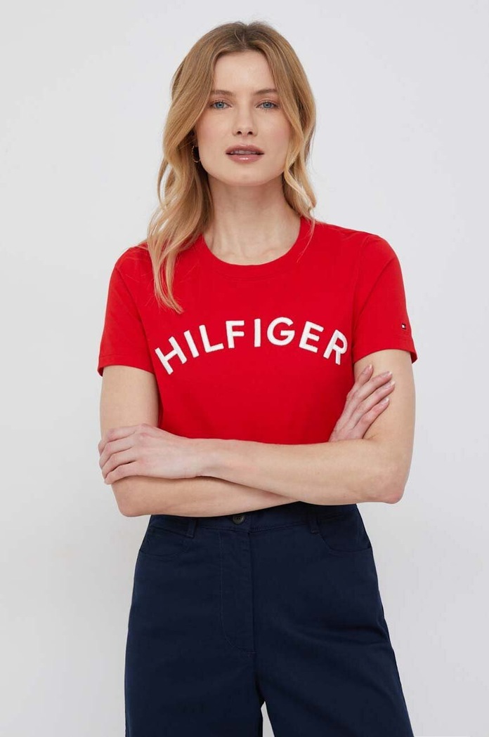 Tommy Hilfiger t-shirt bawełniany regular czerwony WW0WW37864.PPYX