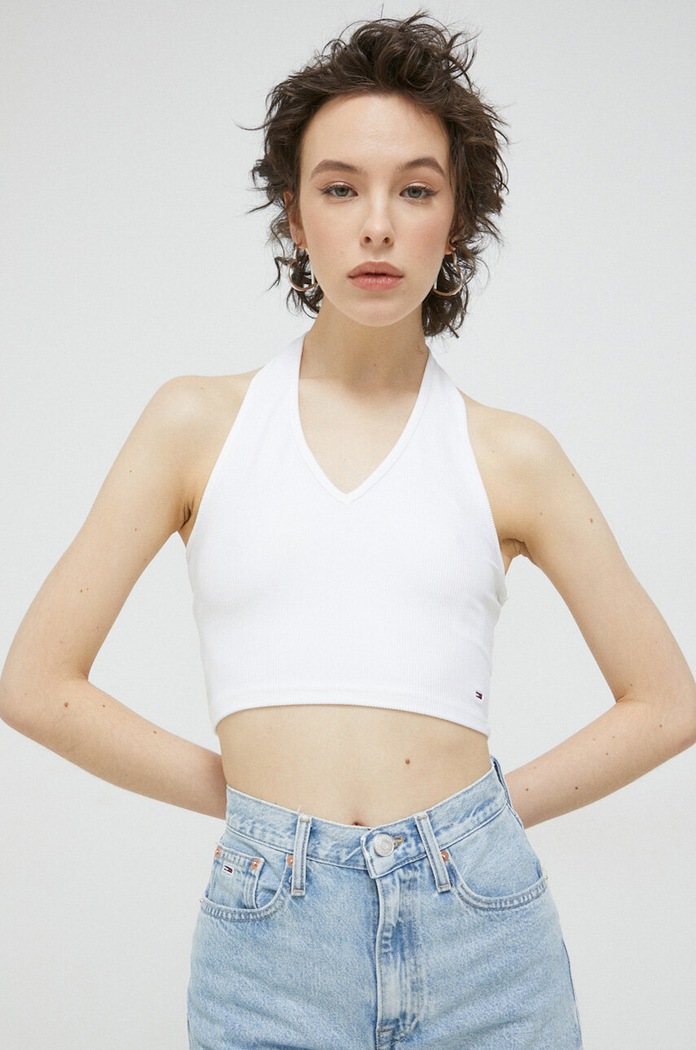 Топ Tommy Jeans бял DW0DW15303.PPYX