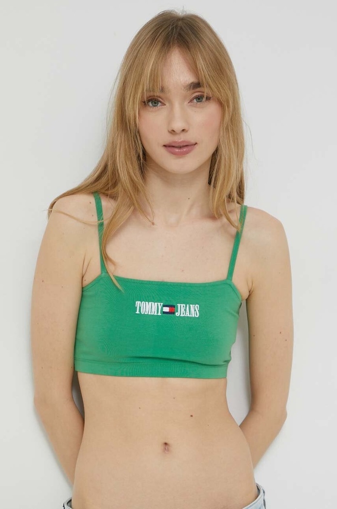 Tommy Jeans top aplikacja zielony DW0DW15458.PPYX