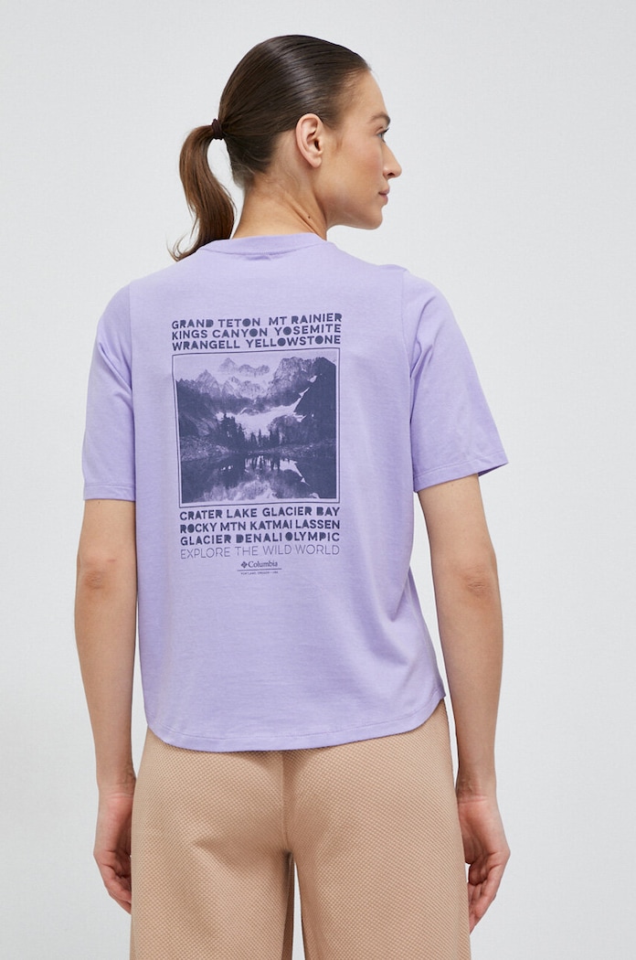 T-shirt bawełniany North Cascades Columbia 2036593 fioletowy