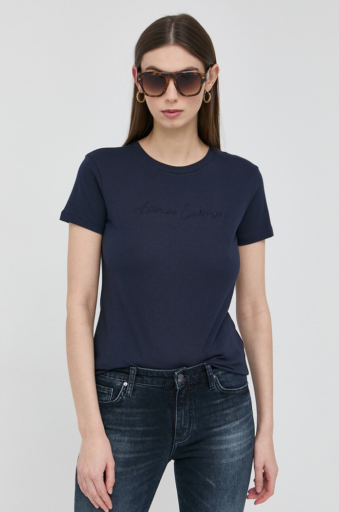 Armani Exchange pamut póló pamut sötétkék 3RYTEX.YJG3Z