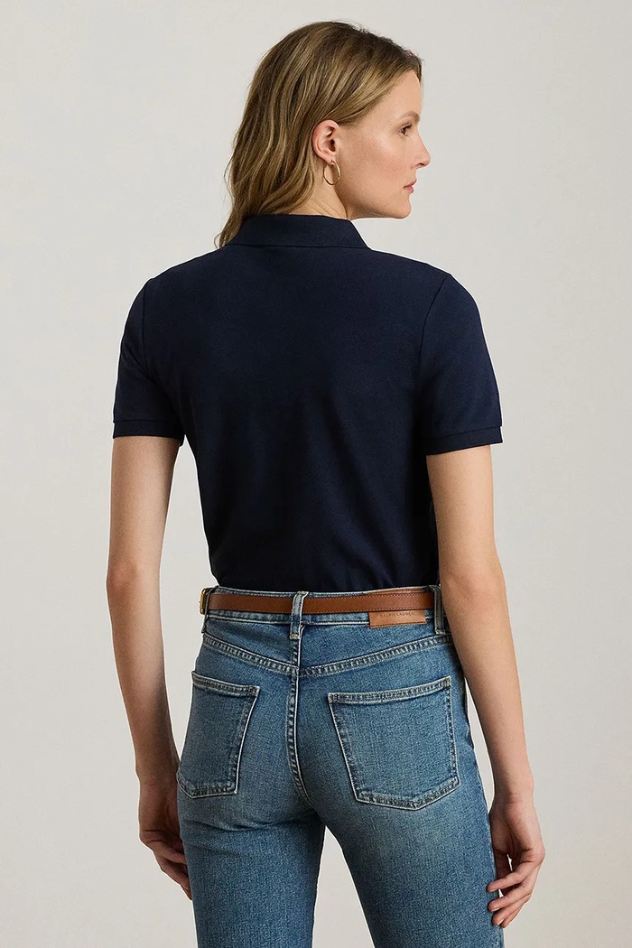Тениска с яка Lauren Ralph Lauren 200679219 тъмносин SS25