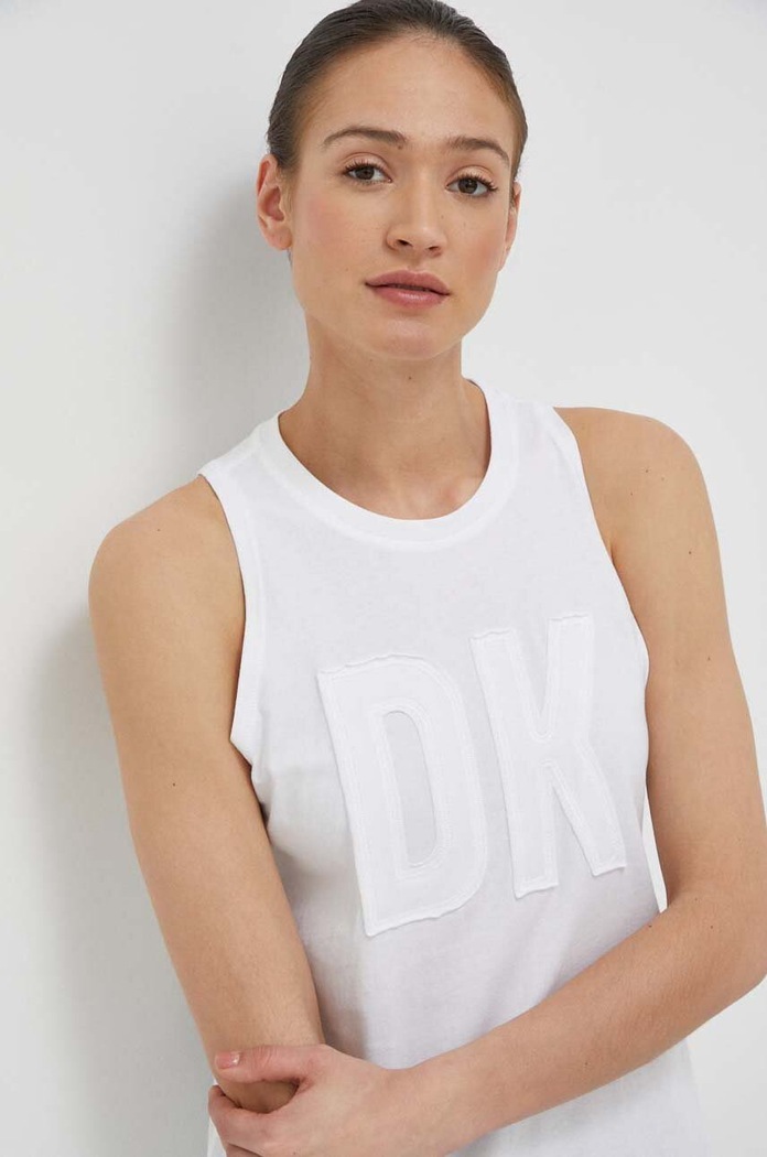 Bavlněný top Dkny kulatý bílá DP3T9217