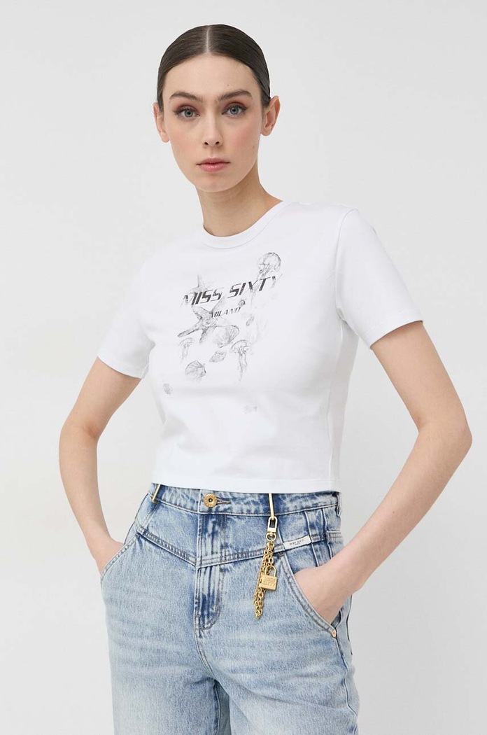 Miss Sixty t-shirt z elastanem biały 6W2SJ8151000