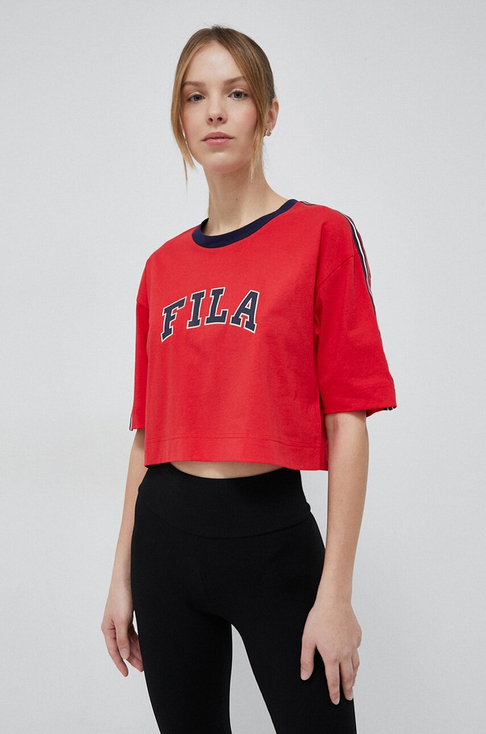 Fila Tricou din bumbac x Hailey Bieber FAW0818 rosu SS23