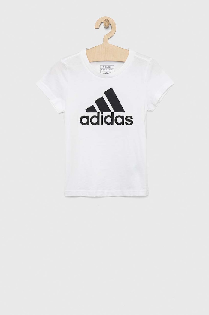 Dětské bavlněné tričko adidas G BL kulatý bílá IC6121