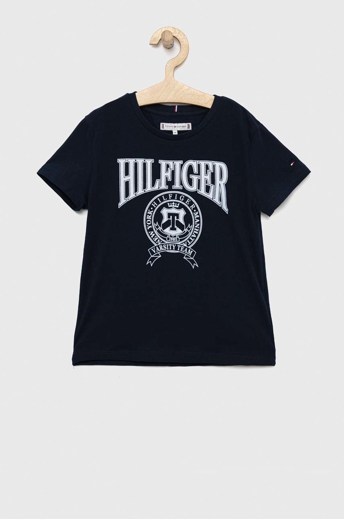 Dětské tričko Tommy Hilfiger s elastanem námořnická modř KG0KG07081.PPYX