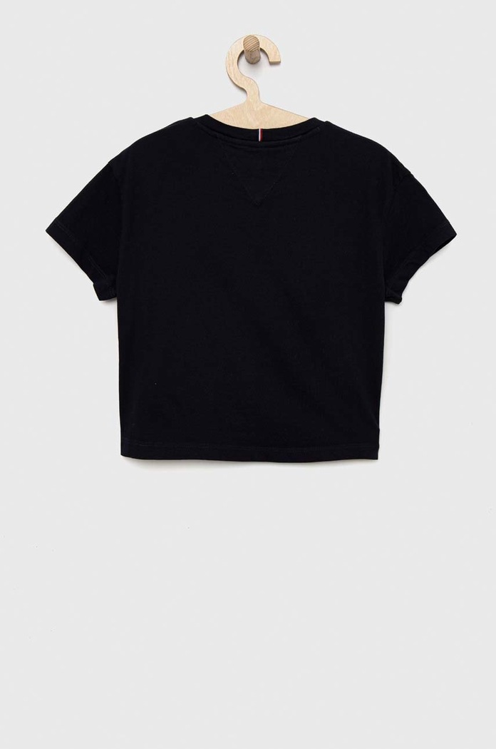 Otroška bombažna kratka majica Tommy Hilfiger KG0KG07087.PPYX mornarsko modra SS23