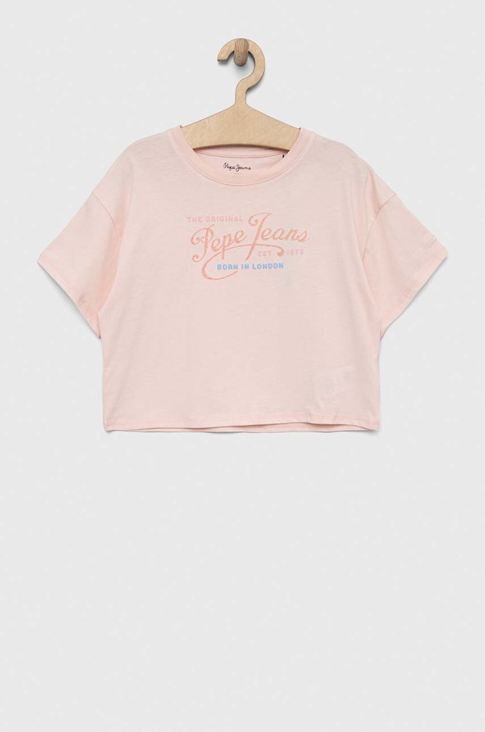 Dječja pamučna majica kratkih rukava Pepe Jeans Non-denim pamuk roza PG502958