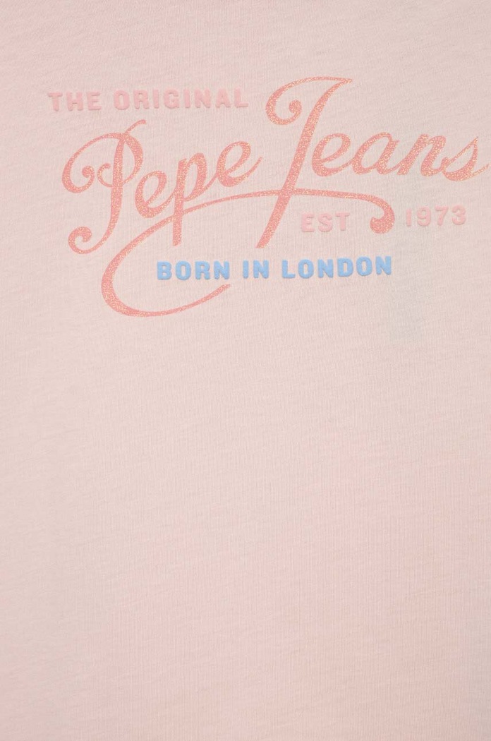 Djevojčice Dječja pamučna majica kratkih rukava Pepe Jeans Non-denim PG502958 roza