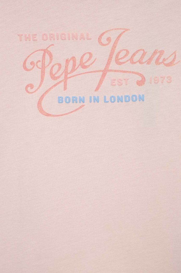 Djevojčice Dječja pamučna majica kratkih rukava Pepe Jeans Non-denim PG502958 roza