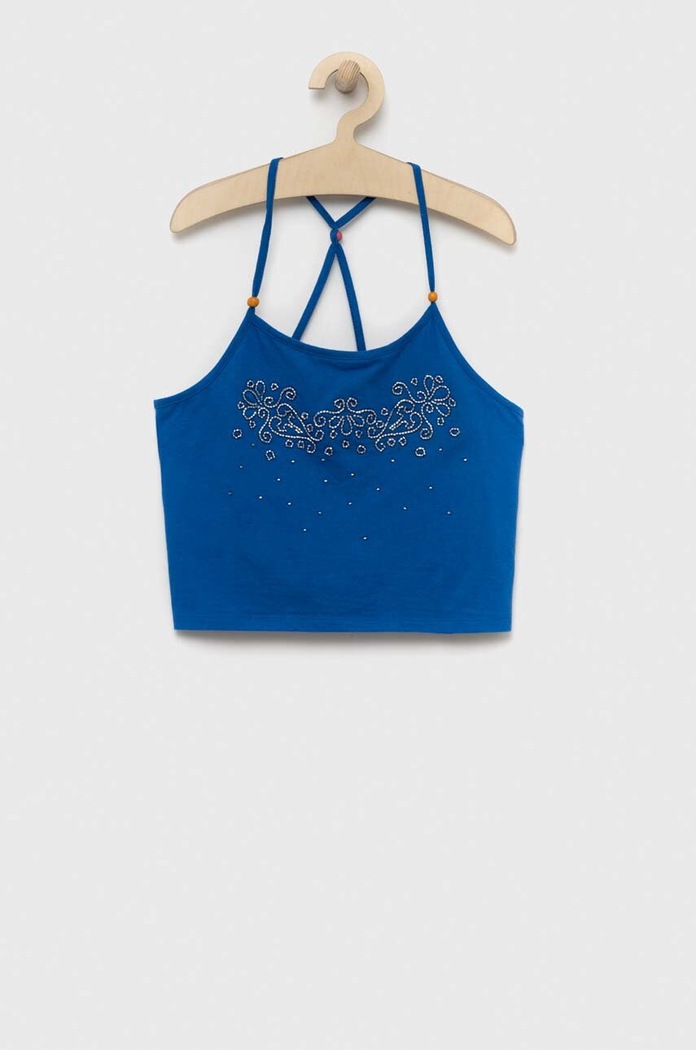 Bombažen top Sisley 3096XH00C.G.SEASONAL modra SS23