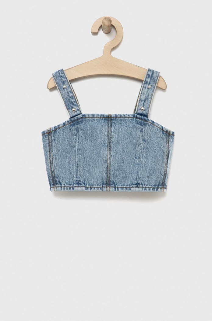 Sisley top din denim 5YO7YH001.G.SEASONAL albastru SS23
