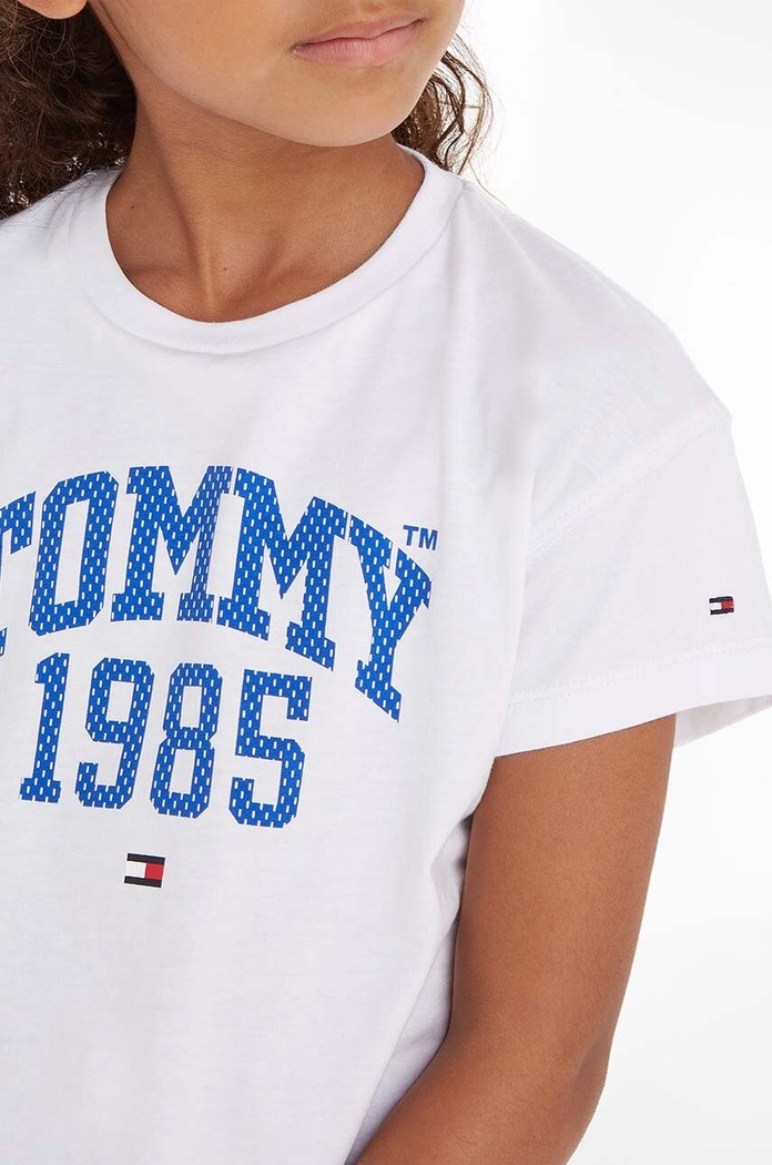 Παιδικό βαμβακερό μπλουζάκι Tommy Hilfiger KG0KG07257.PPYX λευκό