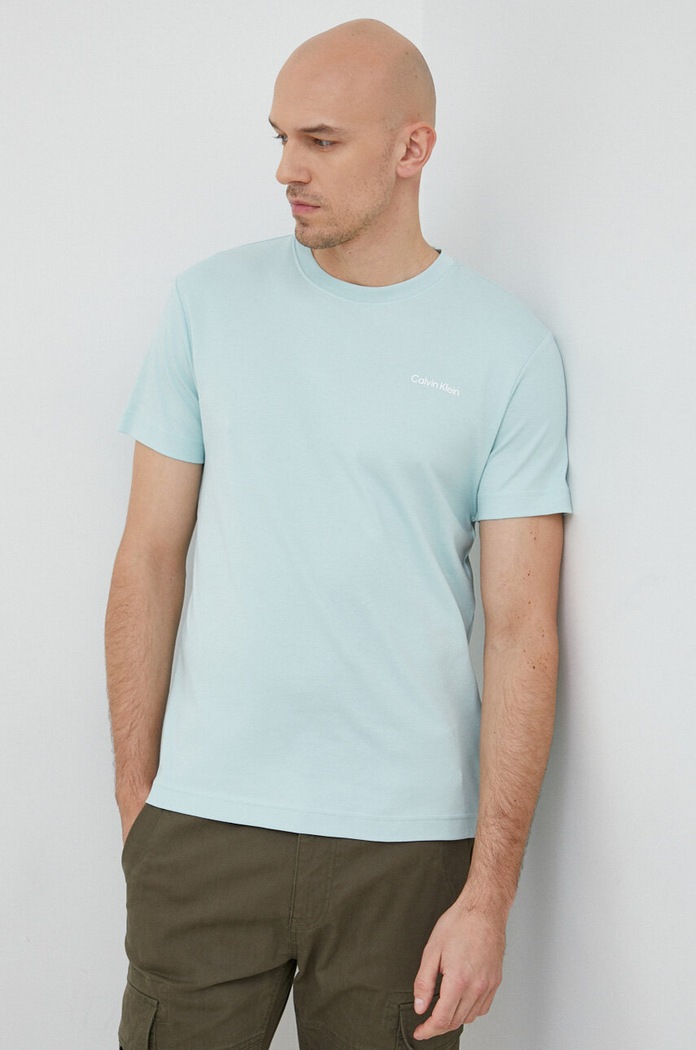 Βαμβακερό μπλουζάκι Calvin Klein κανονικό πράσινο K10K109894.PPYX