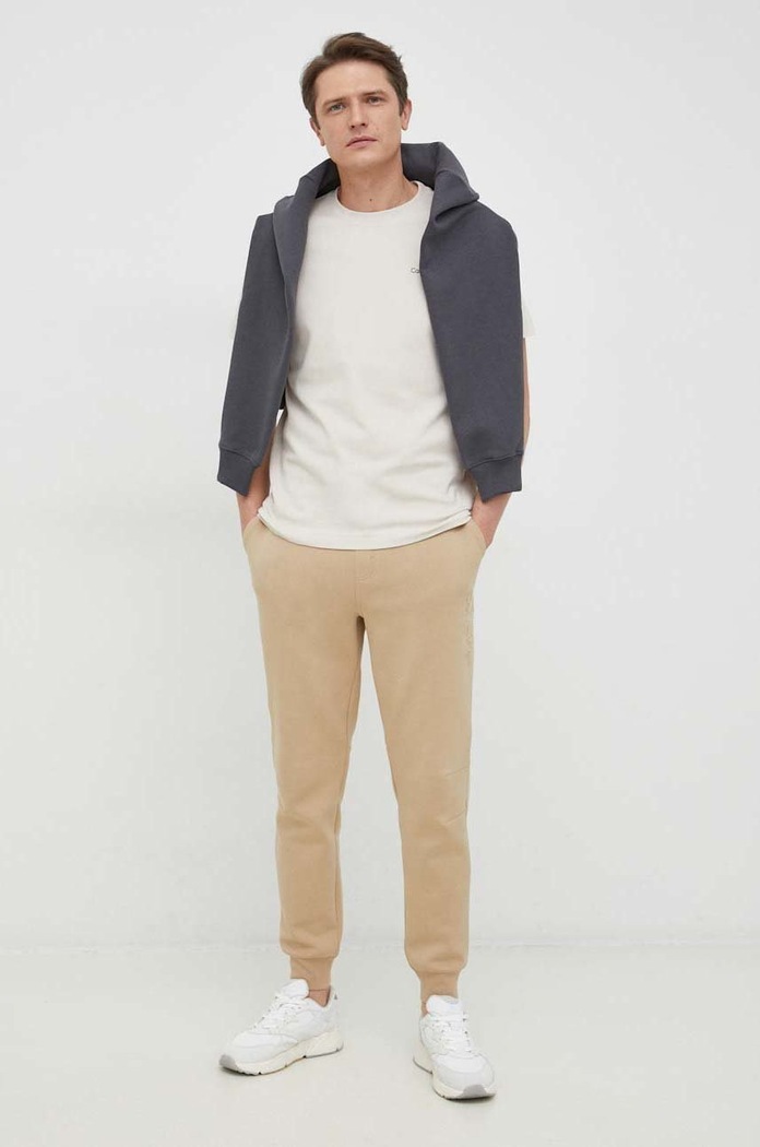 Bavlněné tričko Calvin Klein K10K109894.PPYX béžová AW23