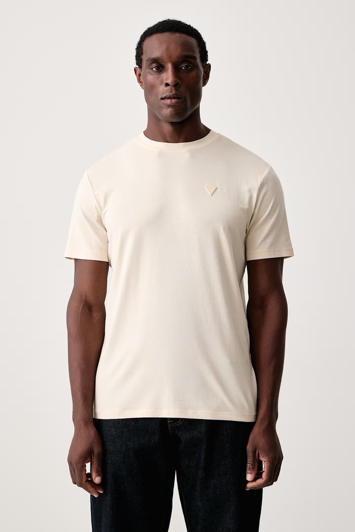 Guess T-shirt męski z bawełną HEDLEY beżowy Z2YI12.JR06K