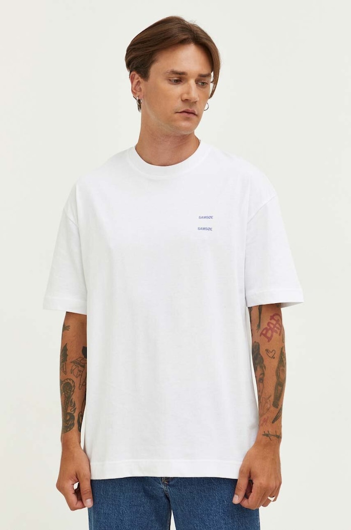 Samsoe Samsoe t-shirt bawełniany JOEL bawełna biały M22300126