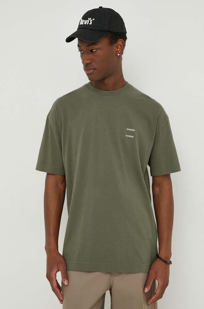 Samsoe Samsoe tricou din bumbac uni verde M22300126