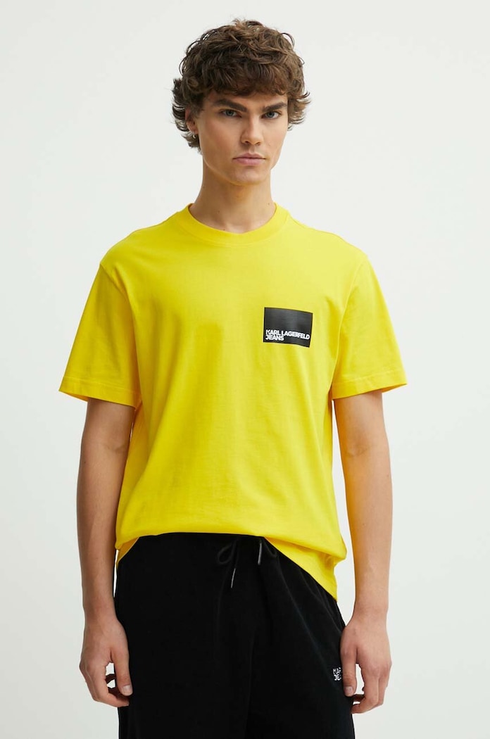Karl Lagerfeld Jeans t-shirt bawełniany nadruk żółty 231D1706