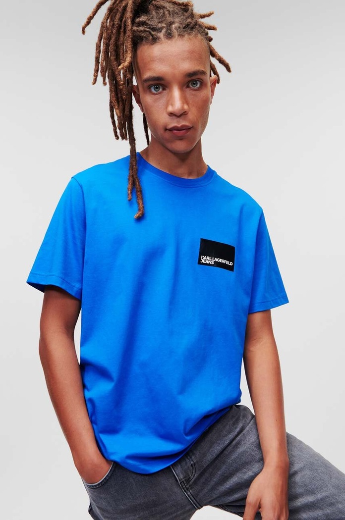 Karl Lagerfeld Jeans t-shirt bawełniany nadruk niebieski 231D1706
