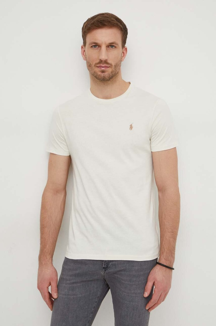 Polo Ralph Lauren basic t-shirt βαμβακερό ανδρικό μπεζ 710671438