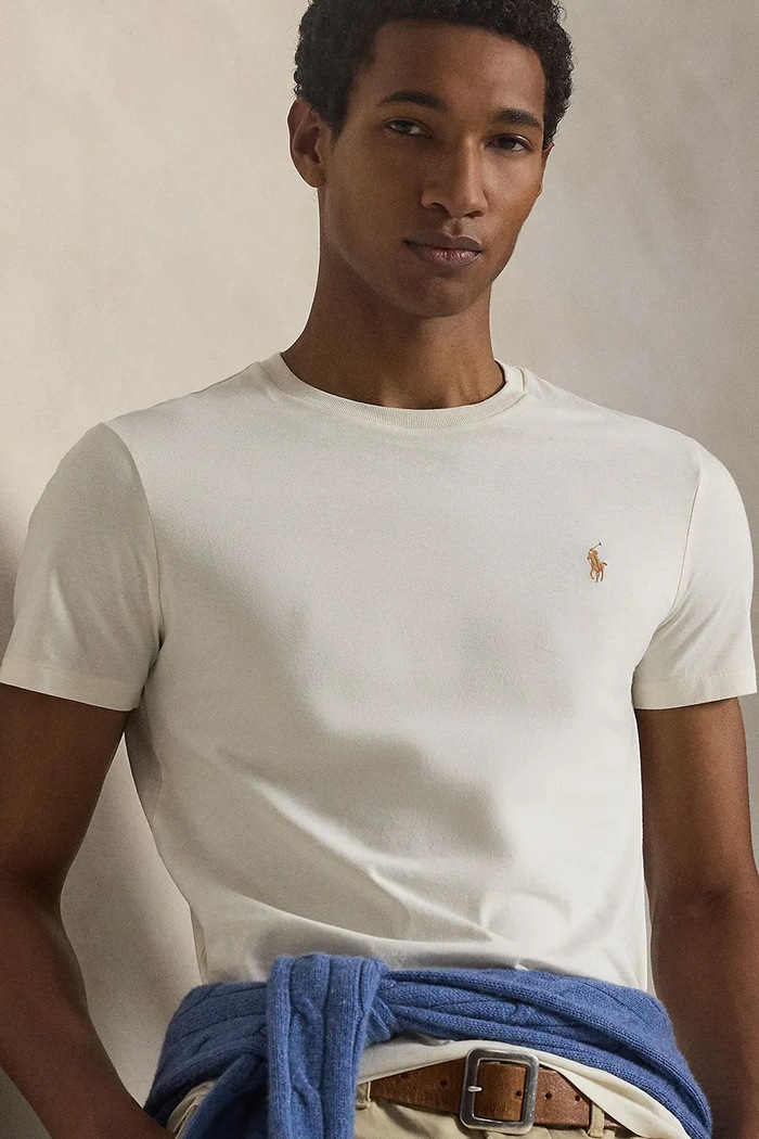 Polo Ralph Lauren tricou basic pentru bărbați din bumbac bej 710671438