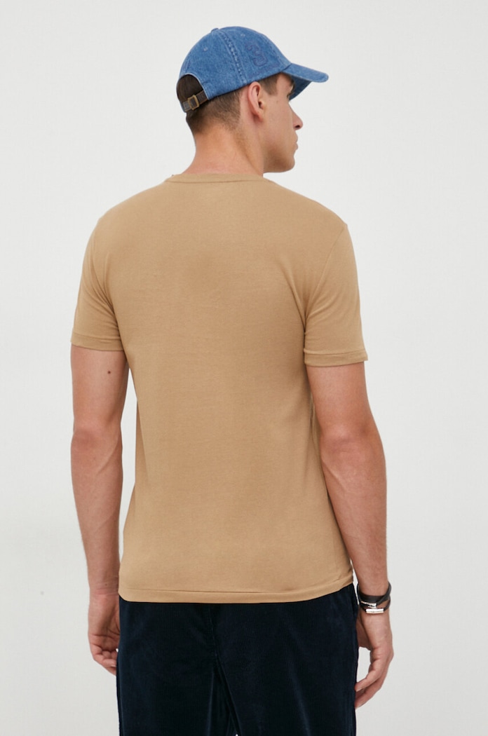 Ρούχα Polo Ralph Lauren βασικό t-shirt ανδρικό βαμβακερό 710671438 μπεζ