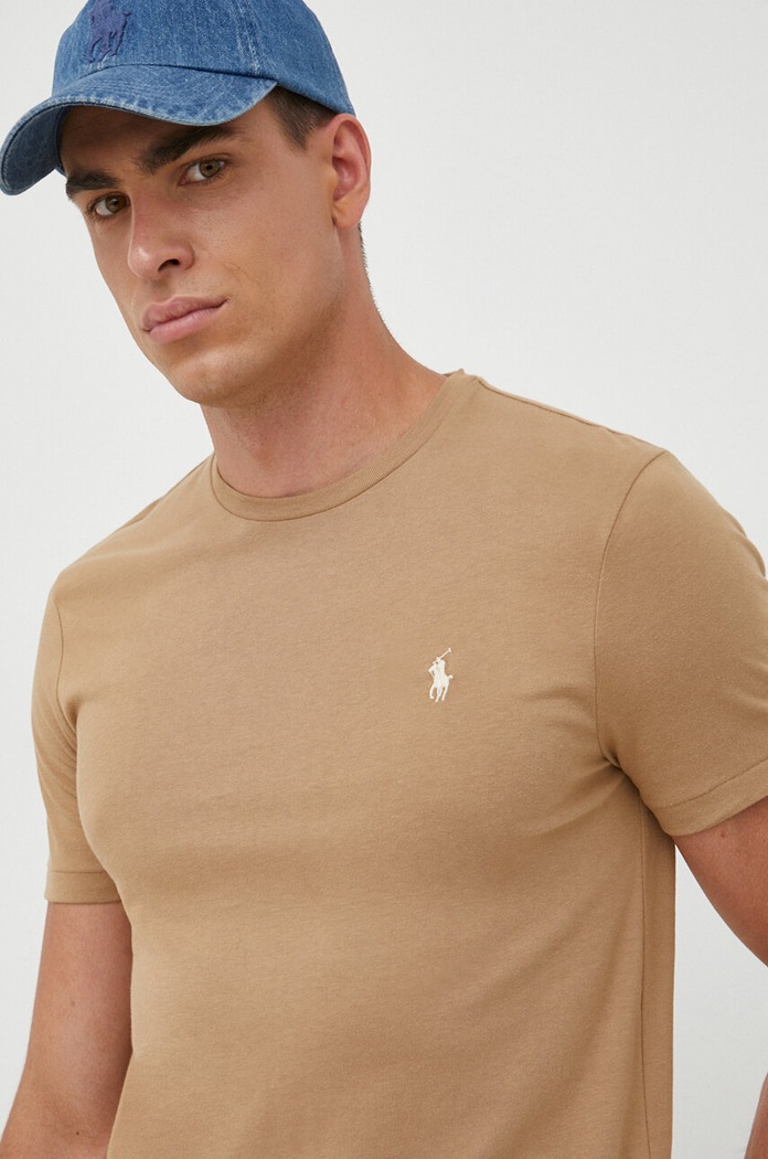 Polo Ralph Lauren βασικό t-shirt ανδρικό βαμβακερό μπεζ 710671438