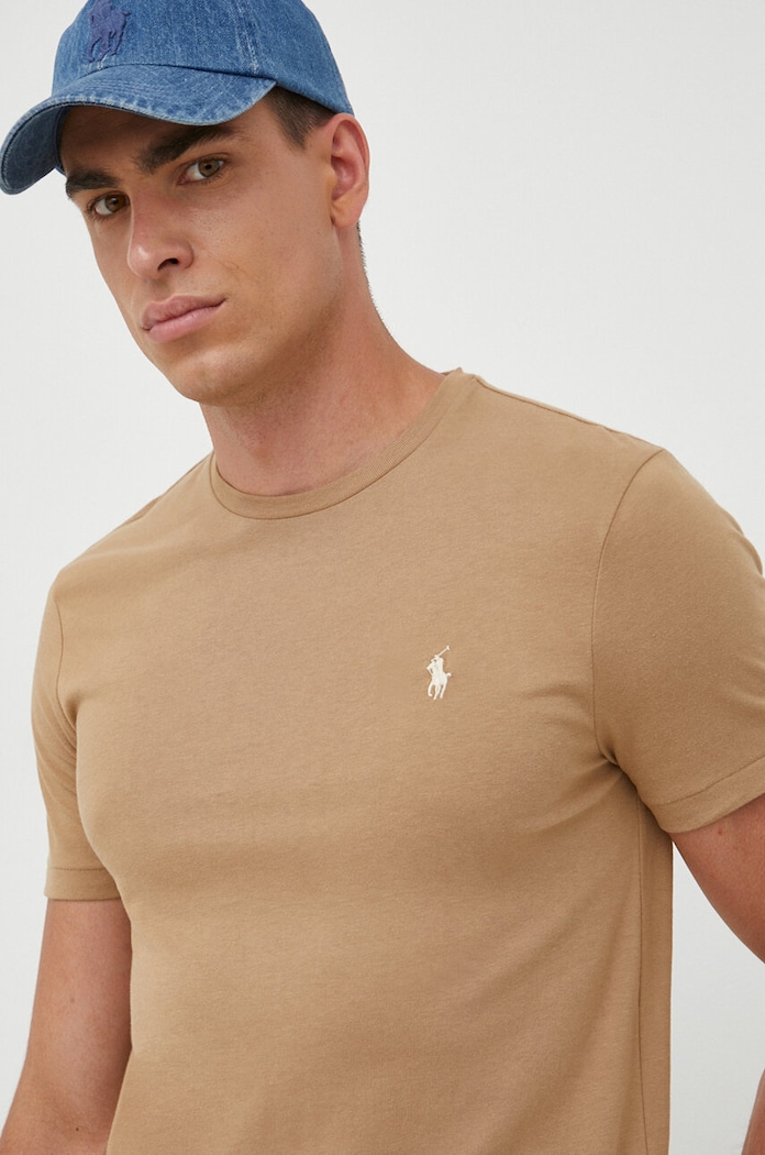 Polo Ralph Lauren βασικό t-shirt ανδρικό βαμβακερό μπεζ 710671438