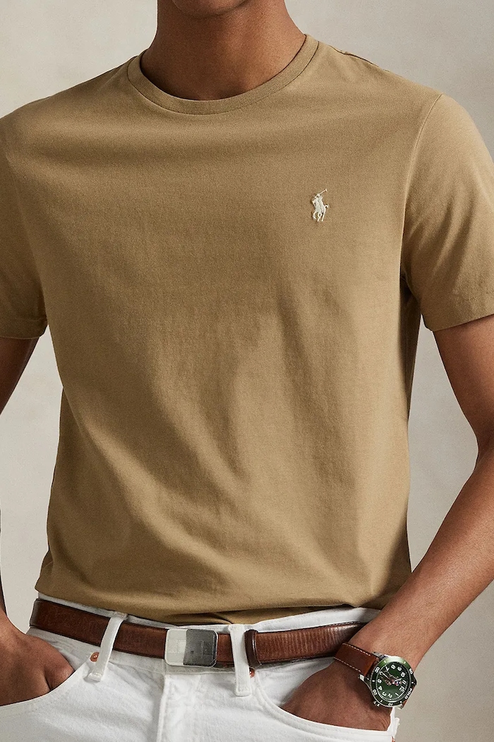 Polo Ralph Lauren T-shirt basic męski bawełniany beżowy 710671438