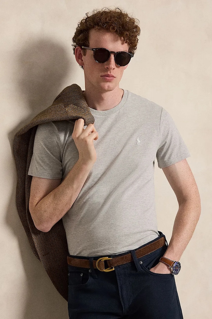 Polo Ralph Lauren basic tričko pánske bavlnené sivá 710671438