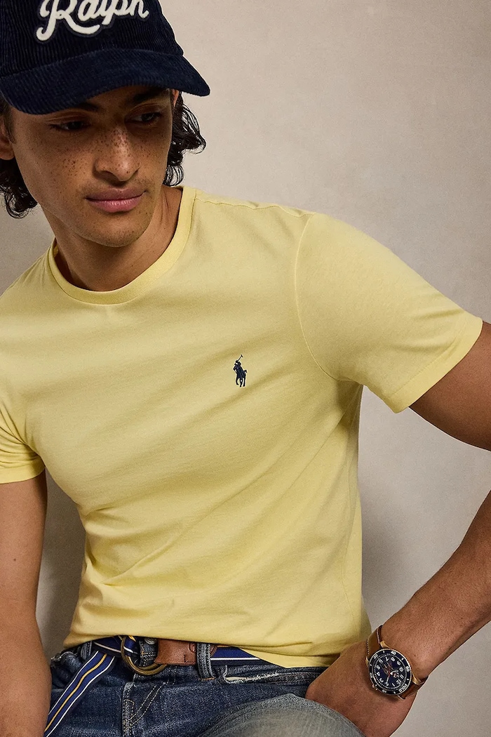 Polo Ralph Lauren tricou basic pentru bărbați din bumbac galben 710671438