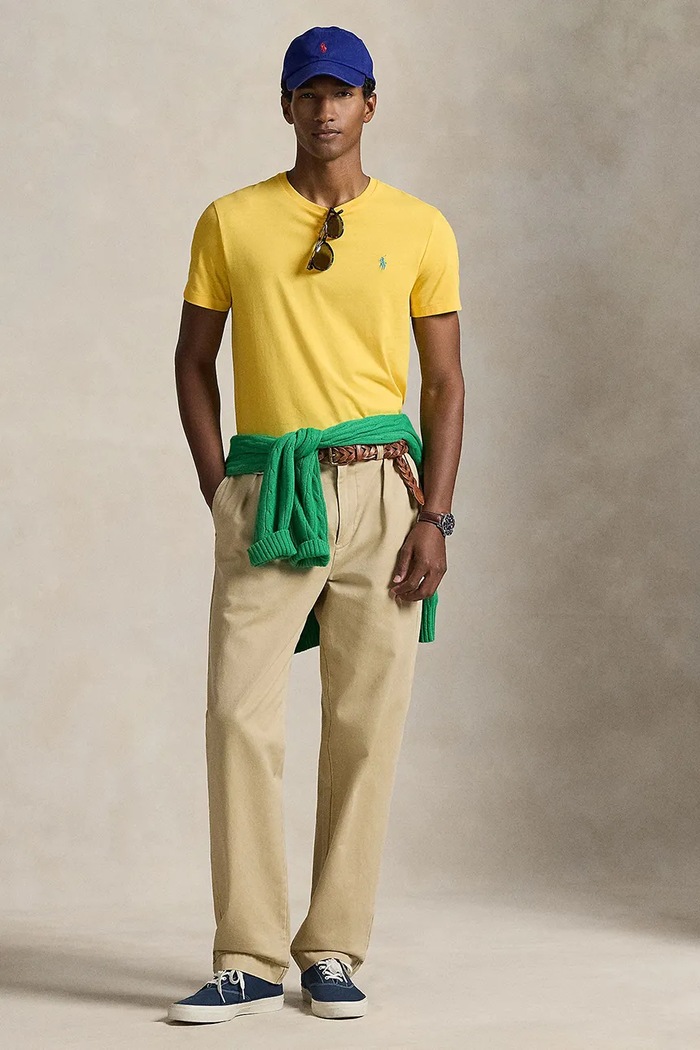 Ρούχα Polo Ralph Lauren βασικό t-shirt βαμβακερό Ανδρικό 710671438 κίτρινο