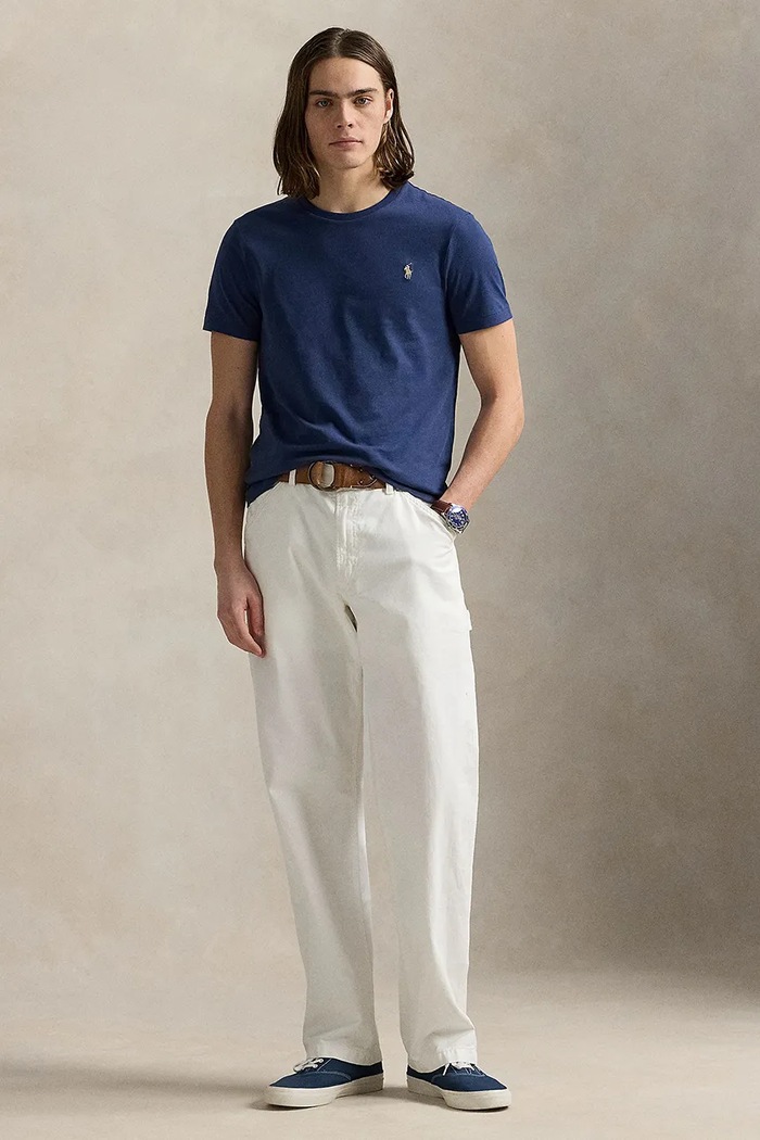 Ρούχα Polo Ralph Lauren Basic t-shirt ανδρικό βαμβακερό 710671438 σκούρο μπλε