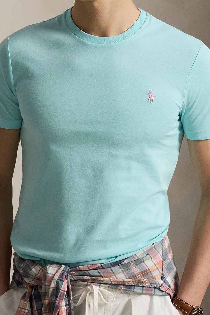 Polo Ralph Lauren βασικό t-shirt βαμβακερό ανδρικό τιρκουάζ 710671438