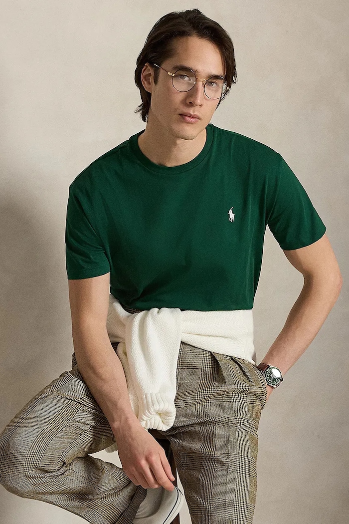 Polo Ralph Lauren tricou basic pentru bărbați din bumbac verde 710671438
