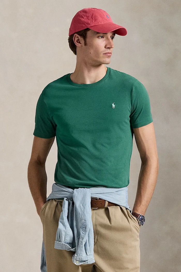 Polo Ralph Lauren osnovna kratka majica moška bombažna Okrogel zelena 710671438