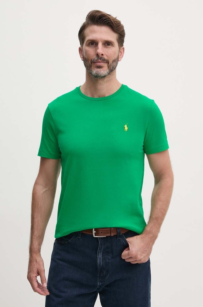 Polo Ralph Lauren T-shirt basic męski bawełniany zielony 710671438